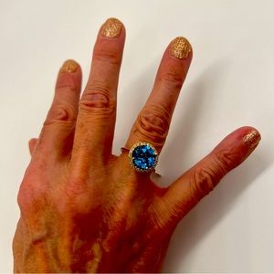 Swiss blue topaz 14k yellow gold ring